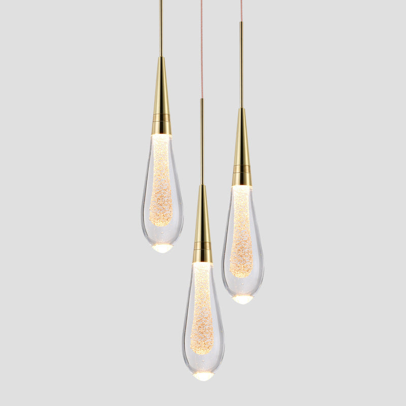 GoldLuxe - Elegant pendellampe med glassdråper for luksuriøs atmosfære