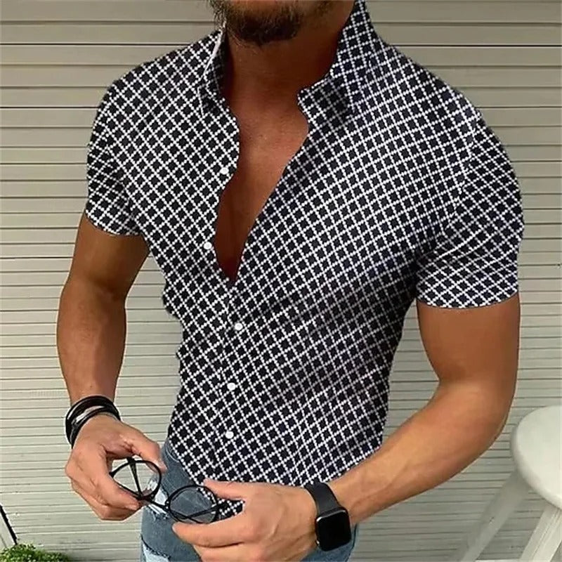 James - Slim fit skjorte med rutete mønster med knappelukking og pekkrage