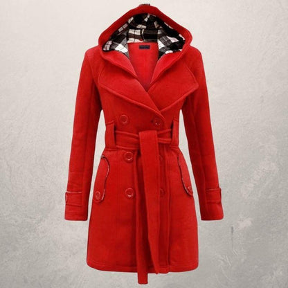 Amelia - Stilig jakke med hette og belte i midjen