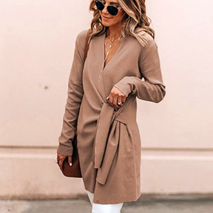 Celeste - Tunika med slå-om-krage og smigrende belte i midjen