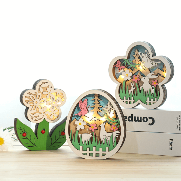 LumiHare - Opplyste Påskeharefigurer med Intrikat Utskjæringsdesign