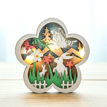 LumiHare - Opplyste Påskeharefigurer med Intrikat Utskjæringsdesign