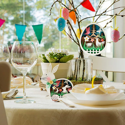 LumiHare - Opplyste Påskeharefigurer med Intrikat Utskjæringsdesign