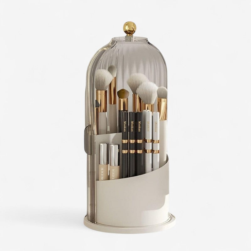 BrushMate – Roterende Sminkebørsteholder med Støvfritt Lokk