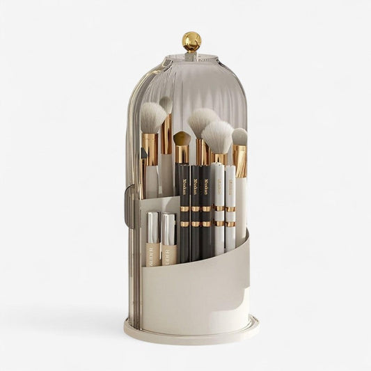 BrushMate – Roterende Sminkebørsteholder med Støvfritt Lokk