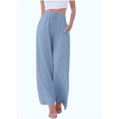 Eleanor – Stilig avslappet bukse med vidde ben med justerbar midje og praktiske sidelommer