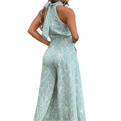 Rylee - Halterhals  Jumpsuit med med Tie-back detaljer og Bred benutforming