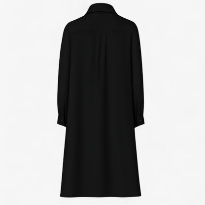 Nora - Skjortekjole med knapp foran med lange ermer og sidelommer