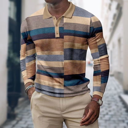 Steaven - Stilig langermet polo med muskuløs passform