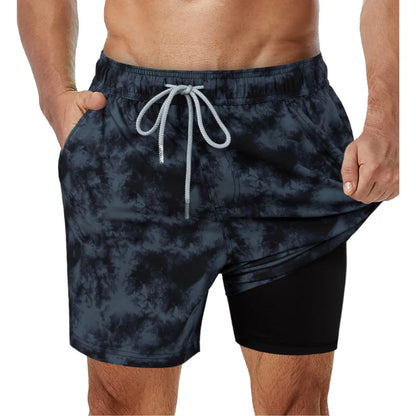 EthanFit - 2-i-1 badeshorts for menn med kompresjonsfor for aktive eventyr