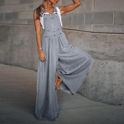 Sienna – Avslappet Vidt Ben Jumpsuit med Justerbare Stropper