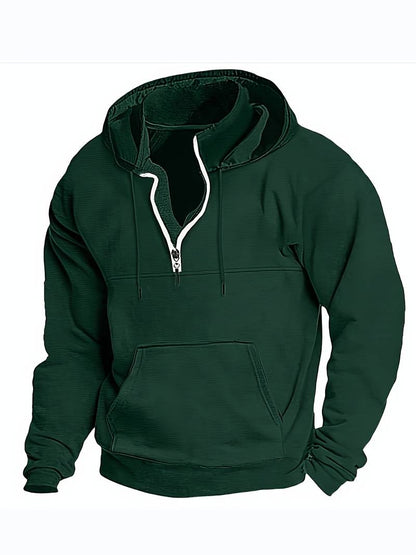Henrik – Koselig Langermet Half-Zip Hoodie Med Framlommer