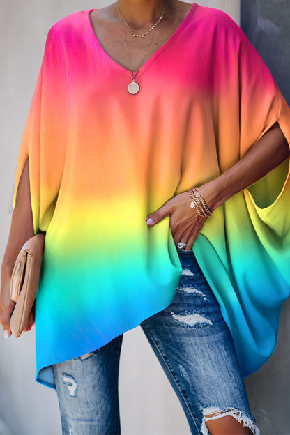 Ella - Avslappet Bluse Med V Hals Og Halve Ermer