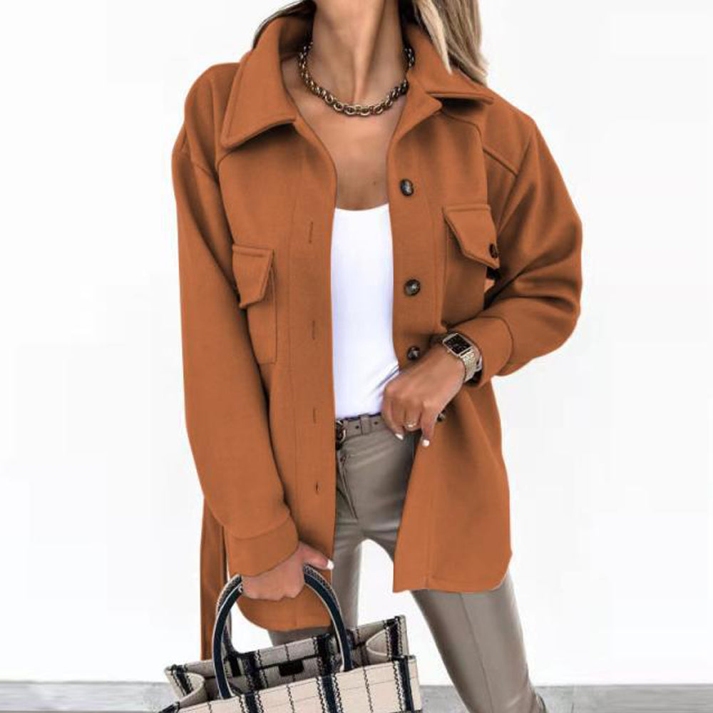 Sarah - Casual brystlommejakke med midjebelte