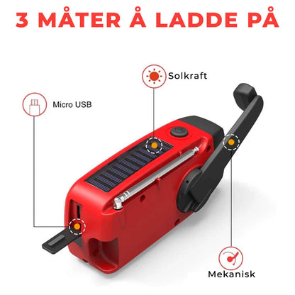 StormGuard - Nødradio med sveiv og solcellepanel og strømbank