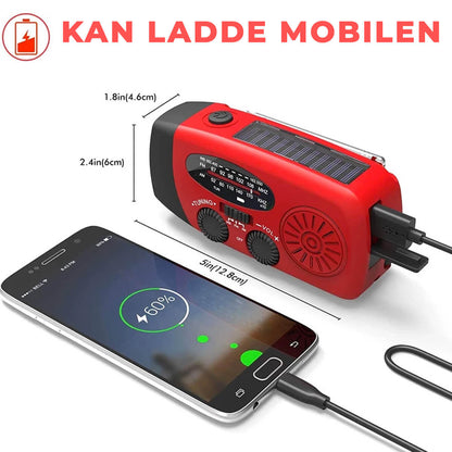 StormGuard - Nødradio med sveiv og solcellepanel og strømbank