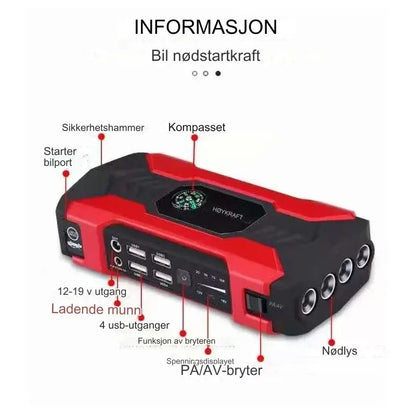 MaxVolt - 800 A bærbar starthjelp for bil med reversert lading