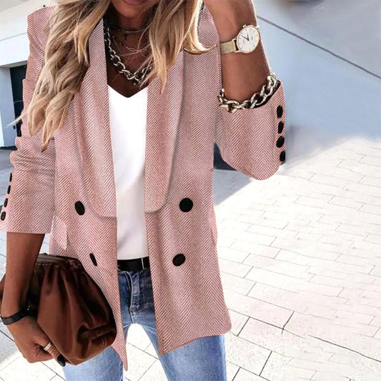 Monroe - Dobbeltspent blazer med houndstooth-mønster og statement-knapper