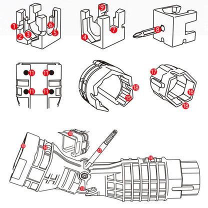 ProFix - 18-i-1 multifunksjonell krannøkkel for trange steder og enkle rørleggerreparasjoner