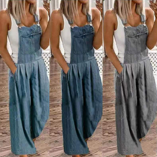 Sienna – Avslappet Vidt Ben Jumpsuit med Justerbare Stropper