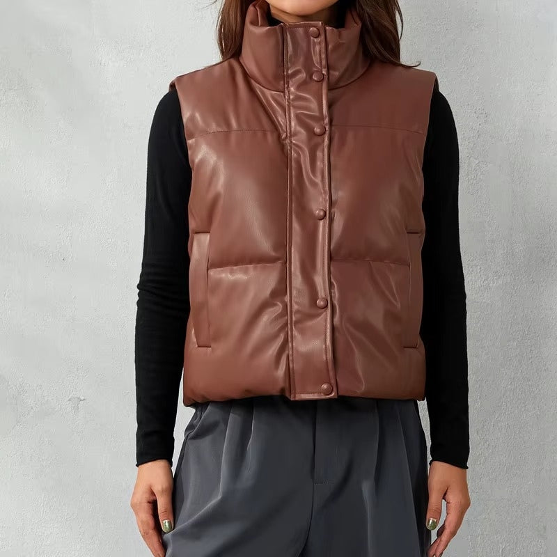 Kristine – Utenermet Polstret Vest med Dobbel Lukking og Lomme på Siden