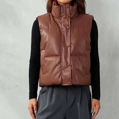 Kristine – Utenermet Polstret Vest med Dobbel Lukking og Lomme på Siden