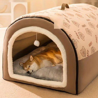 PetHaven - Koselig hundesengshusdesign med støttende polstring og avtagbar pute