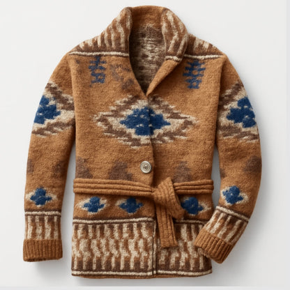 Ruben - Langermet cardigan med geometrisk mønster og knappelukking