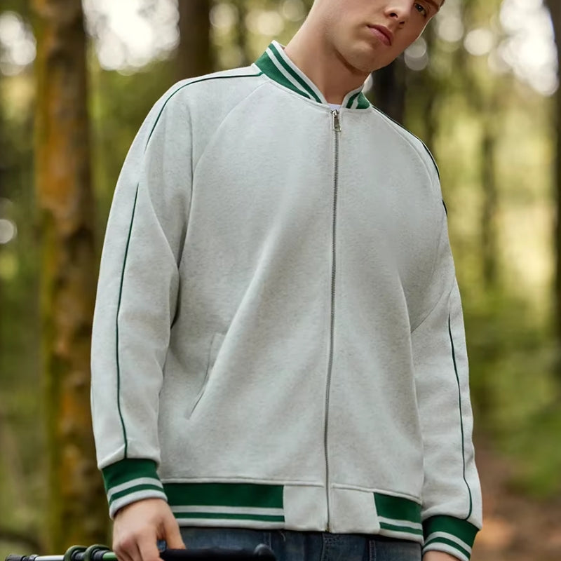 Henrik – Langermet Jakke med Glidelås og Ribbestrikkede Mansjetter