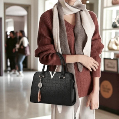 Camilla – Skulderveske med Krokodillemønster og Justerbar Stropp