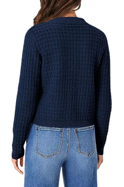 Sarah - Ribbet cardigan med knappedetaljer og avslappet passform