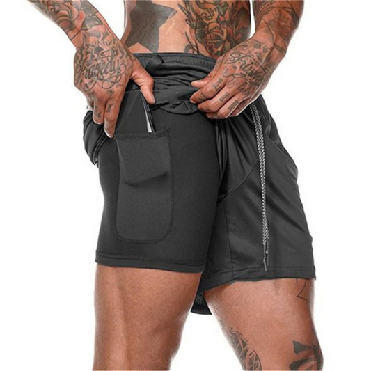 FlexWave - strandshorts i to lag med innebygd kompresjonsfor og glidelåslomme