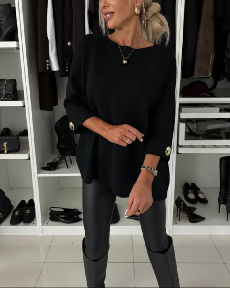 Mia - Overdimensjonert bluse med knappdetaljer i ermene