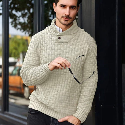 Oscar - Langermet Genser med Ribbet Kant og Knapp Detalj