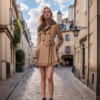 Madison – Langermet Frakk med Knappelukking og Midjebelte