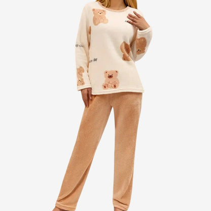 Clara – To-delt Sett med Skjorte med Bjørneprint og Vide Bukser