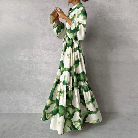 Olivia - Elegant langermet maxikjole med V-hals
