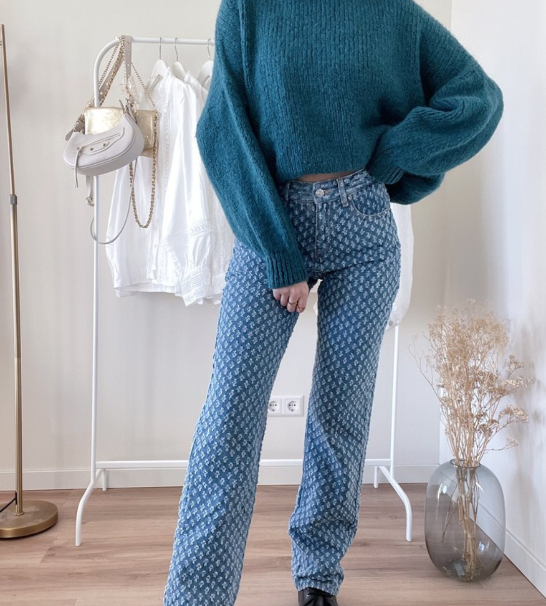 Maya - Klassiske jeans med rette ben med subtilt mønster og funksjonelle lommer