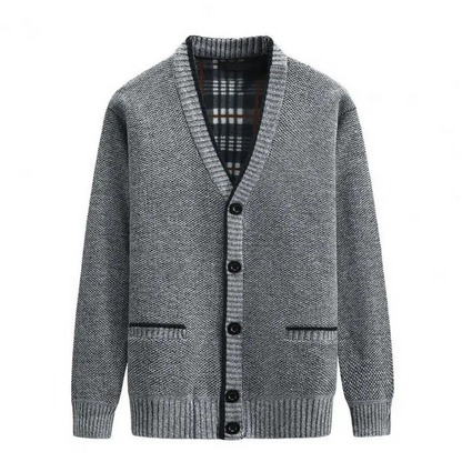 Jonas - Elegant cardigan med V-hals, lommer og knappekjole
