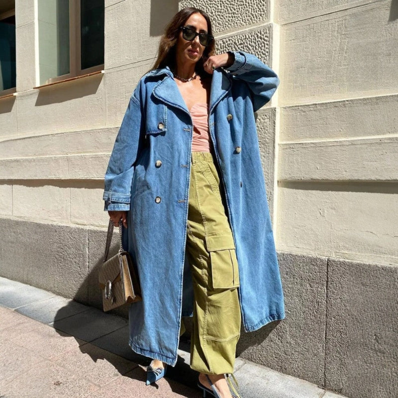 Mariann – Langermet Trench Coat med Krage og Belte