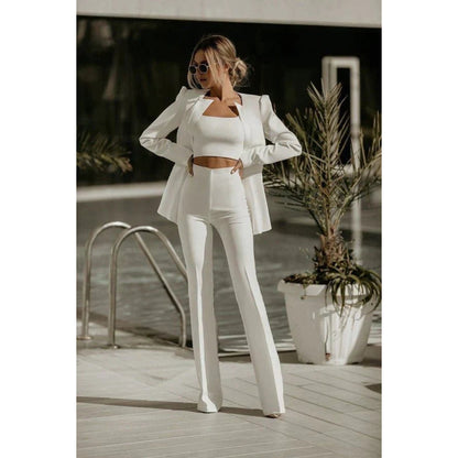 Jasmine – Stilig 3-delt sett med lange ermer blazer og fleksible bukser