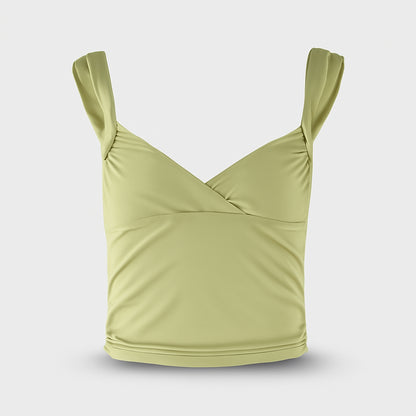 Melissa - Ermeløs topp med V hals og åpen ryggdesign