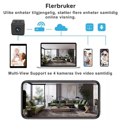 SecureCam - Trådløst overvåkingsminikamera med bevegelsesdeteksjon og nattsyn