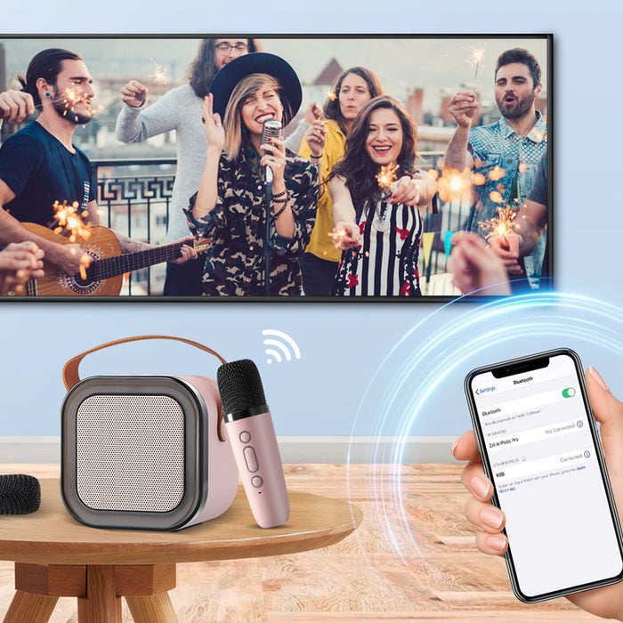EchoTune – Kompakt mini karaokehøyttaler med trådløse mikrofoner og klar lyd