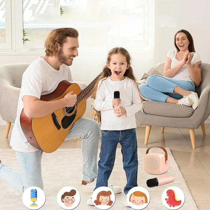 EchoTune – Kompakt mini karaokehøyttaler med trådløse mikrofoner og klar lyd