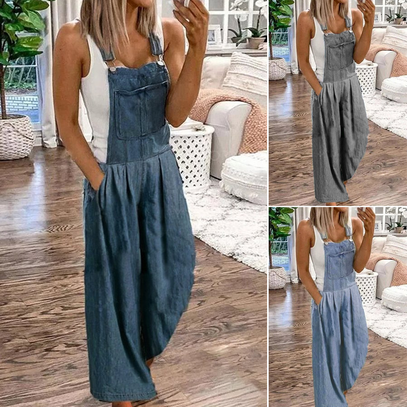 Sienna – Avslappet Vidt Ben Jumpsuit med Justerbare Stropper