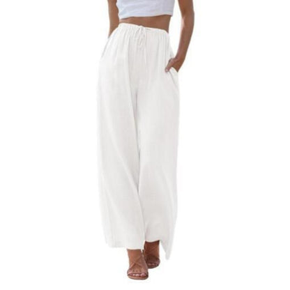 Eleanor – Stilig avslappet bukse med vidde ben med justerbar midje og praktiske sidelommer