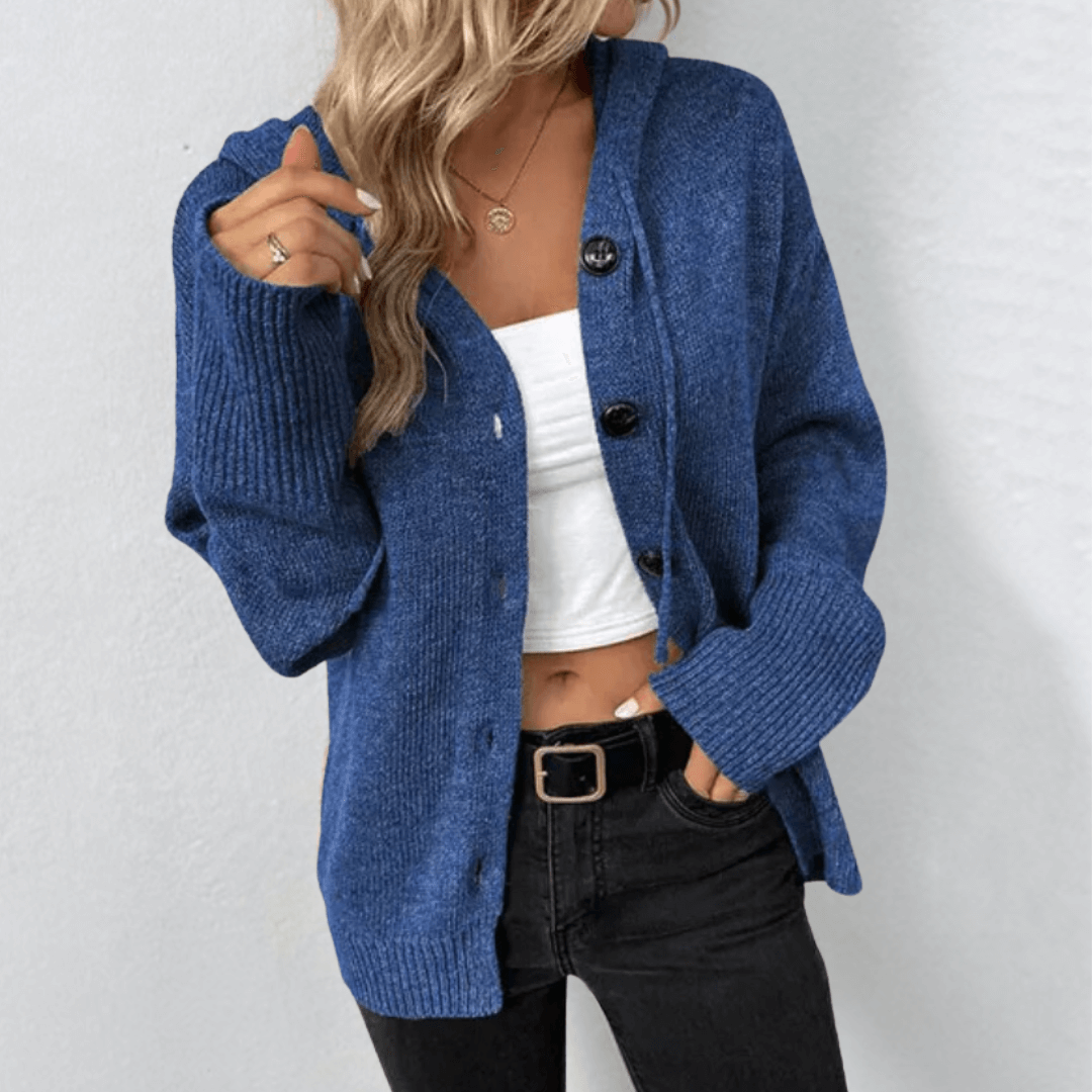 Chloe - Cardigan med knapper og ribbestrikkede detaljer