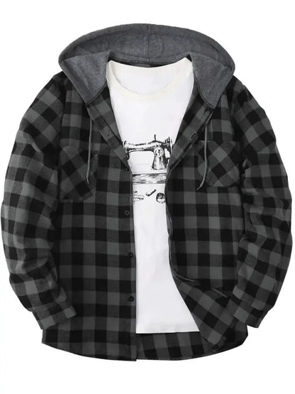 Lucas - Rutete hettejakke med avslappet passform