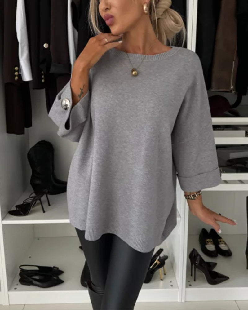 Mia - Overdimensjonert bluse med knappdetaljer i ermene